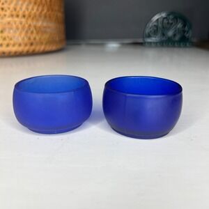 Vintage Design Ideas Cobalt Frosted Glass Tealight Candle Holders Stackable
